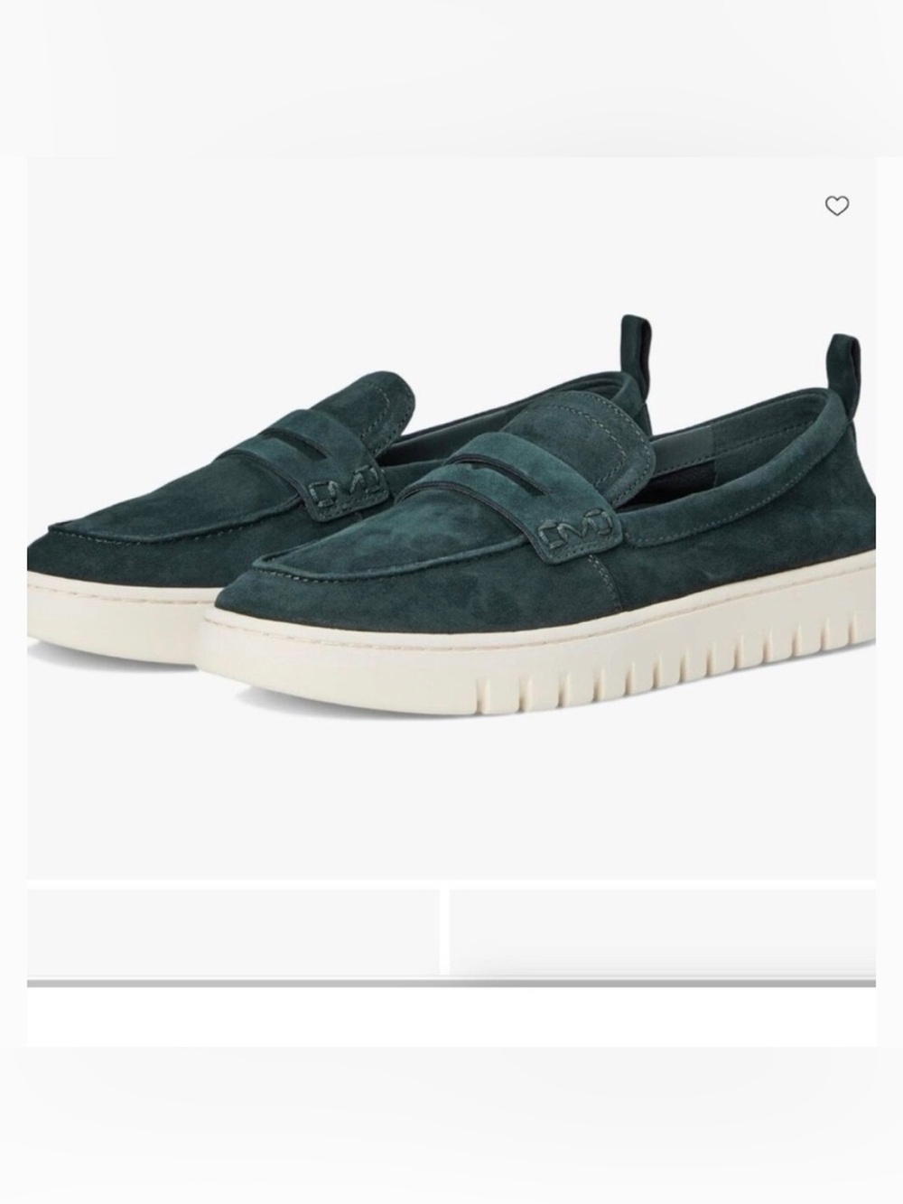 Vionic womens Suede Penny Loafers in Forest Green with Cream Sole
